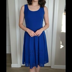 Brixon Ivy Vibrant Blue Sleeveless Dress with‎ Eyelet Detail size small back zip